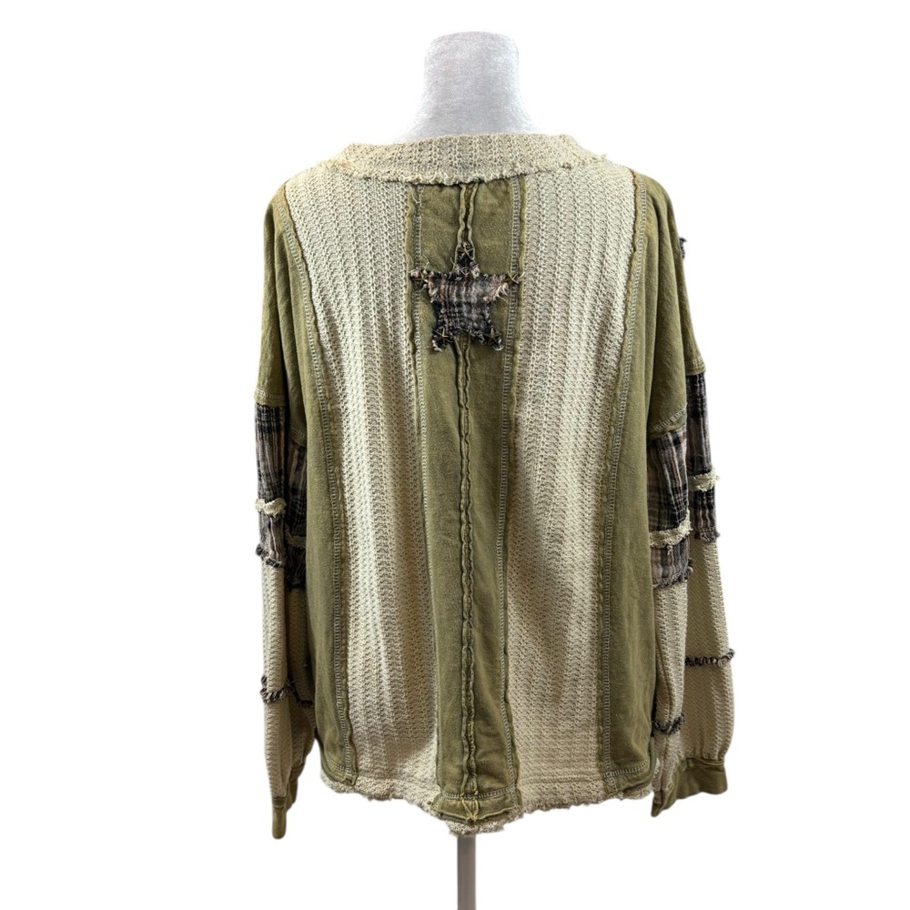 Ladies Oli & Hali Washed Star Patchwork Top Green‎ and Beige Size Small - Picture 8 of 12